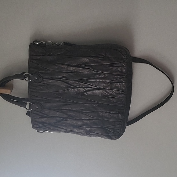 MIU MIU grey brown leather shoulder bag with handles and should strap - Picture 2 of 9